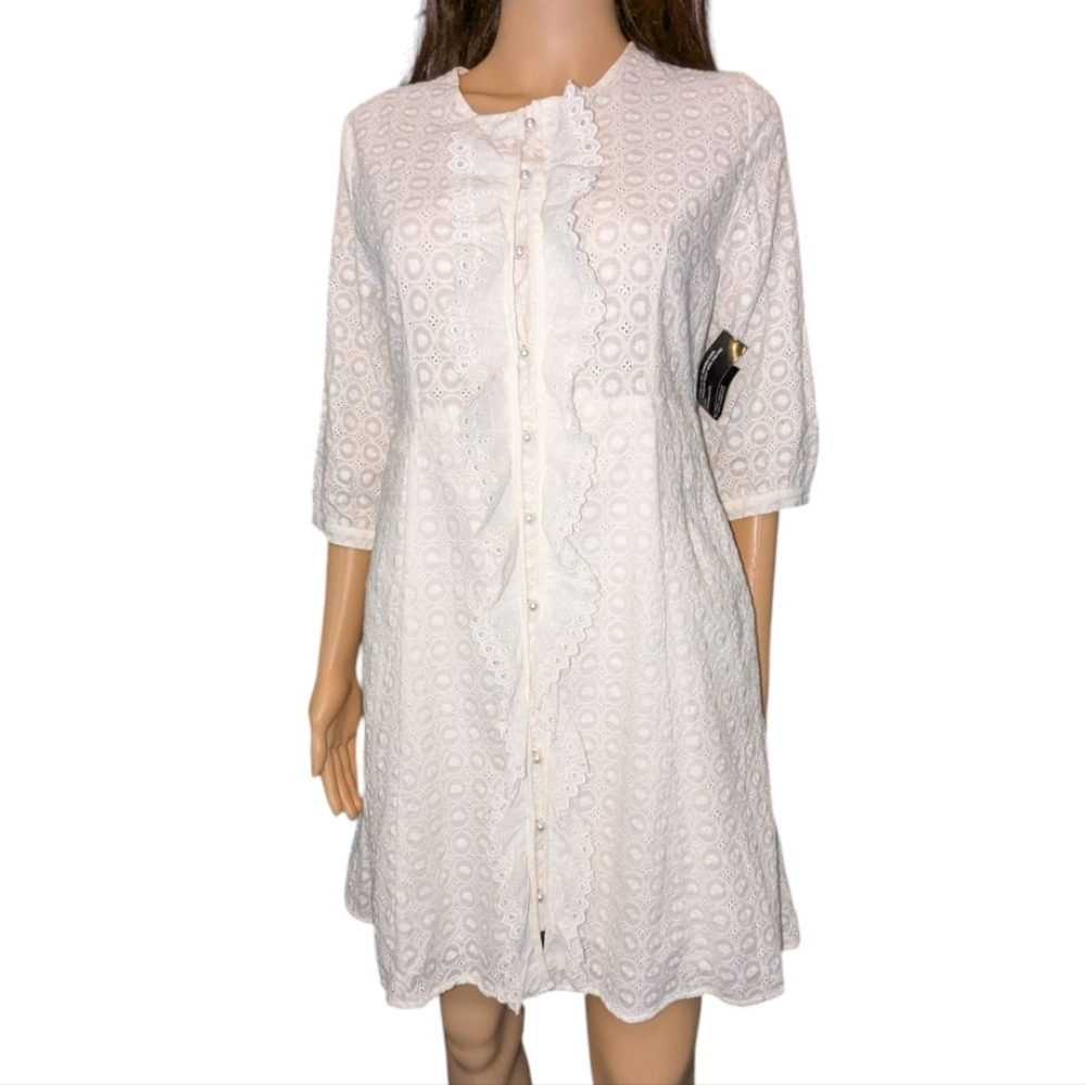 NWT Sister Jane Precious Petal Dress, white/cream size Large